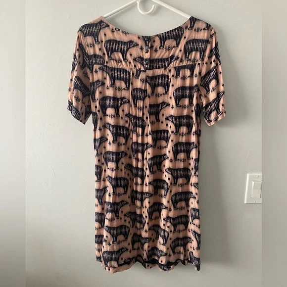 Maeve Zola Bear Print Mini Dress Size 12 - Picture 2 of 6